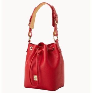 New Dooney and Bourke Small Drawstring Everyday Lucca Pebble Grain Leather Red